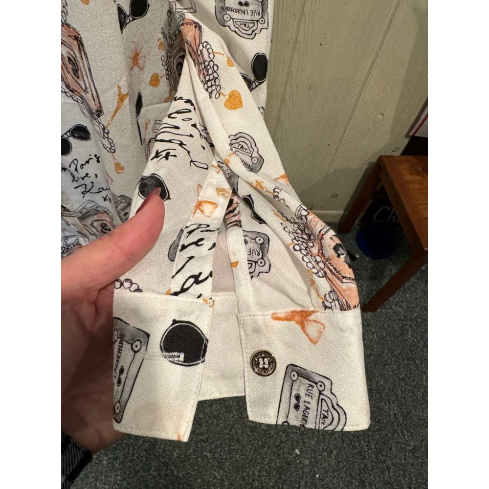 Karl Lagerfeld Paris Long Sleeve Blouse, Size L - Picture 5 of 10